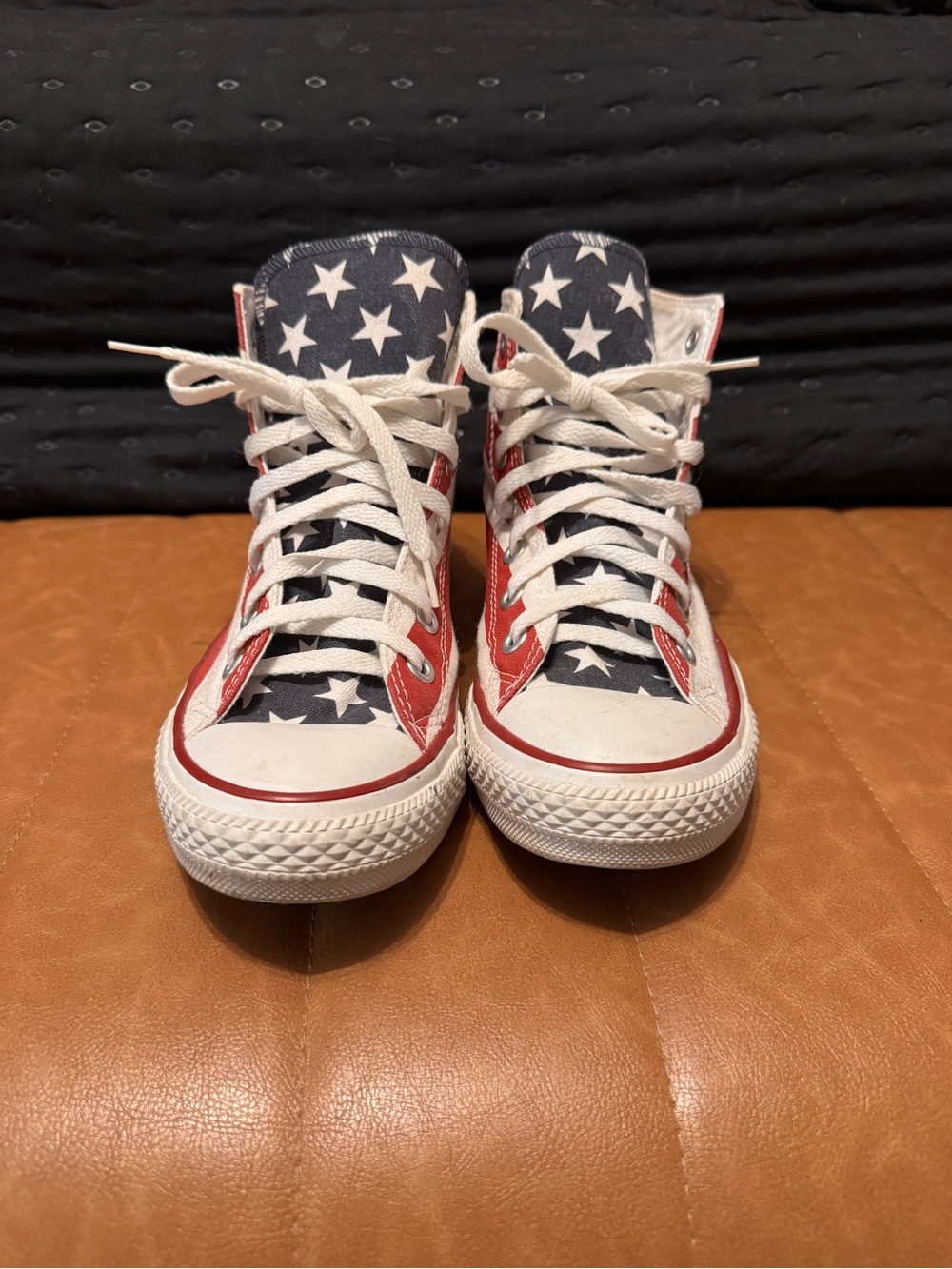 High-Top Star Print Women's Sneakers in Red, White & Blue